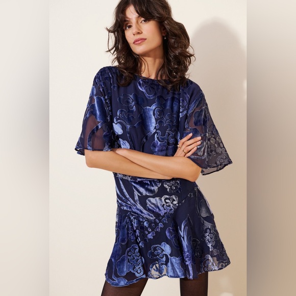 Free People Manuka Burnout Velvet Mini Dress - Picture 1 of 4